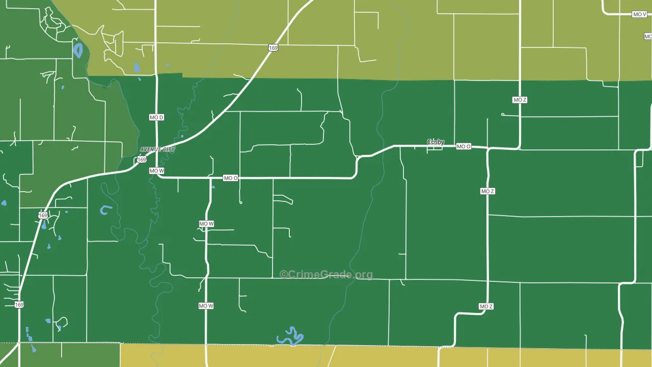Cosby, MO Map of Murder Rates