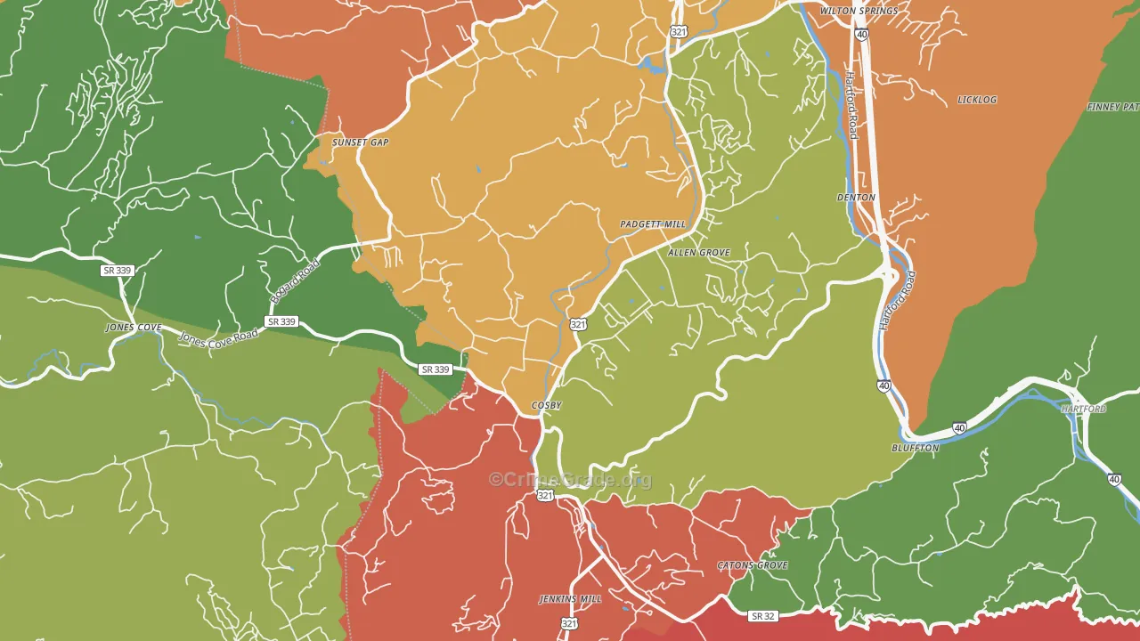 Cosby, TN Map of Murder Rates