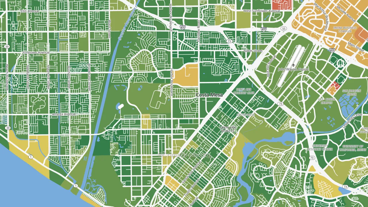 Costa Mesa, CA Map of Murder Rates