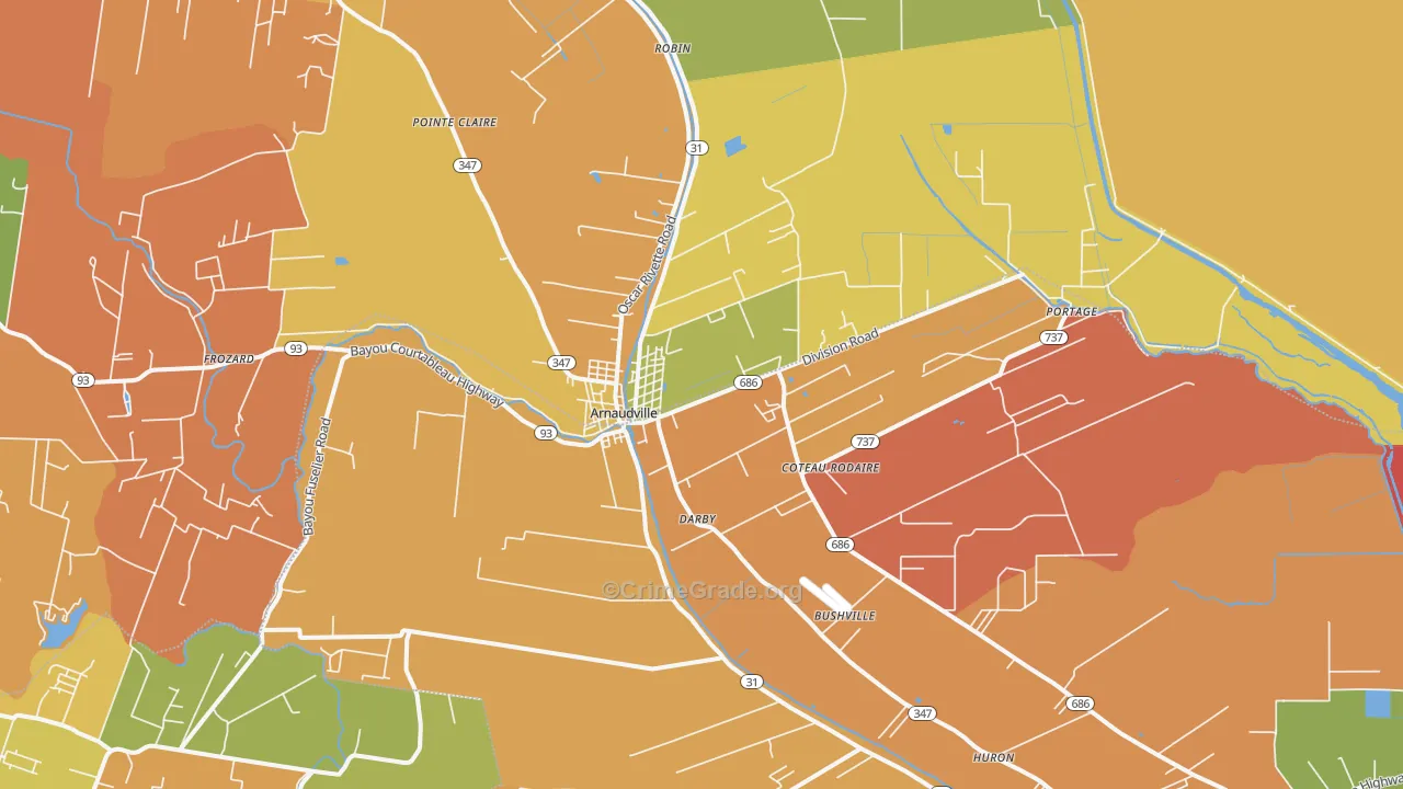 Coteau Rodaire, LA Map of Murder Rates