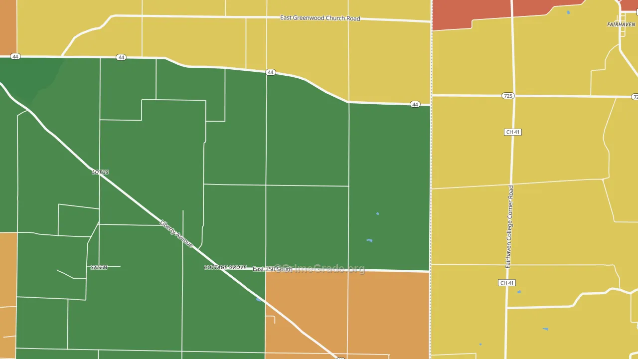 Cottage Grove, IN Map of Murder Rates