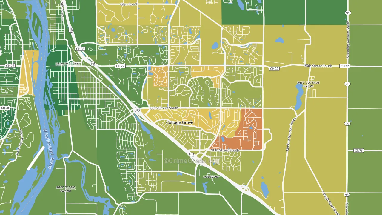 Cottage Grove, MN Map of Murder Rates