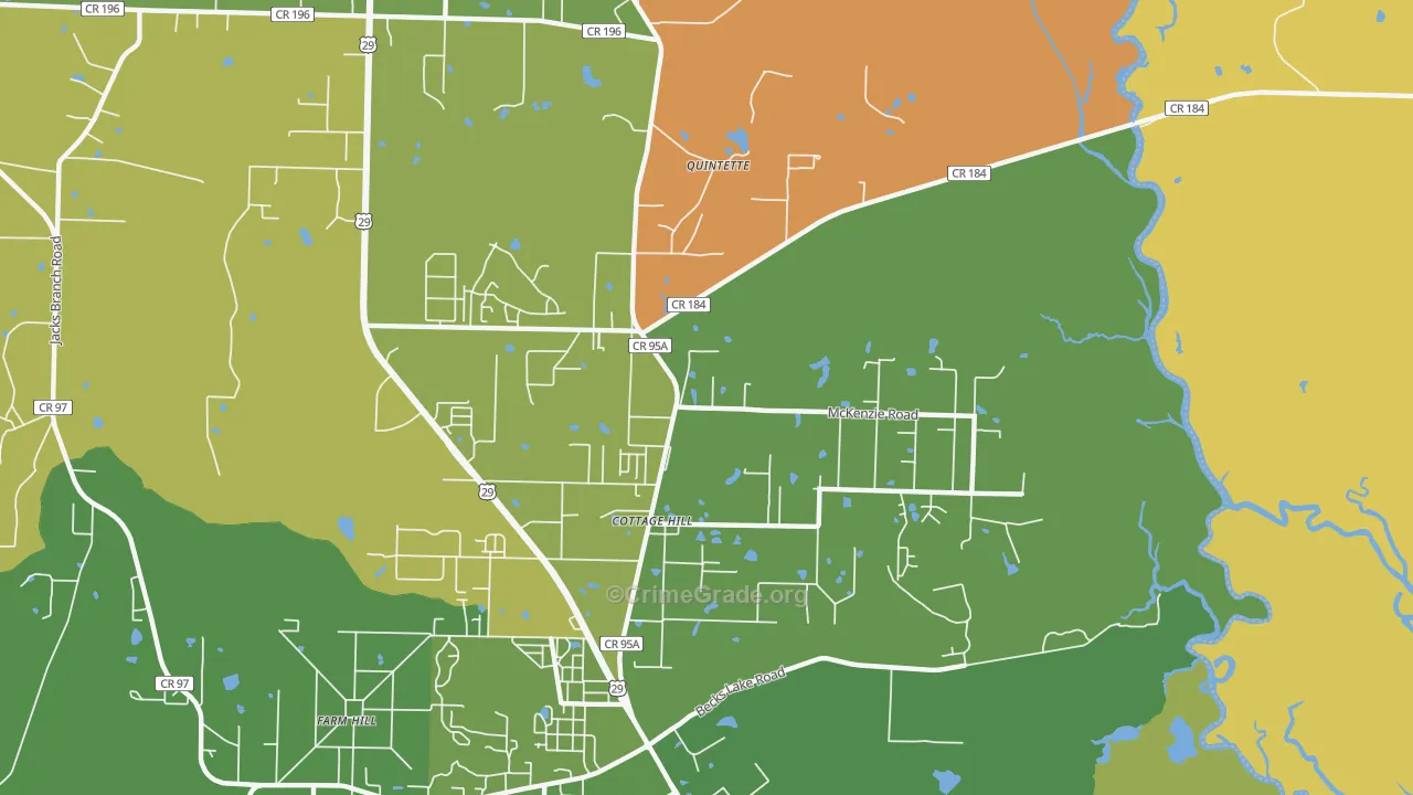 Cottage Hill, FL Map of Murder Rates
