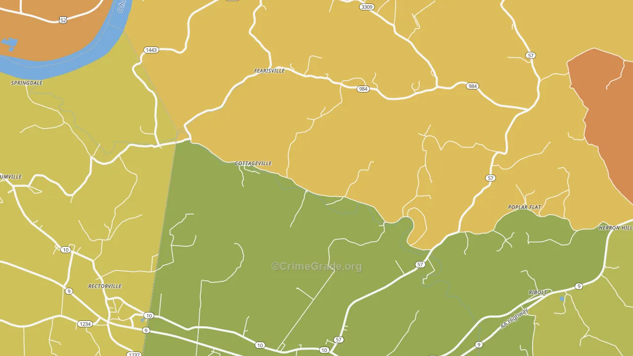 Cottageville, KY Map of Murder Rates