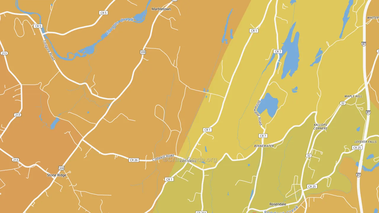Cottekill, NY Map of Murder Rates