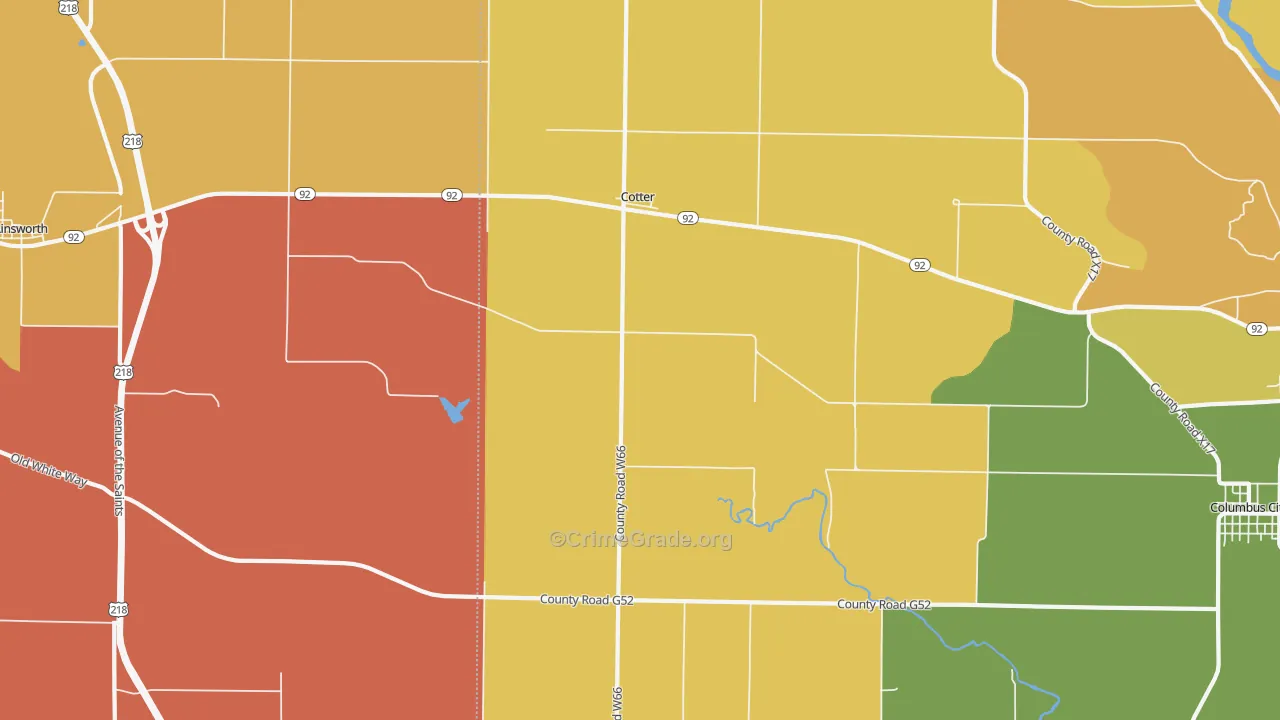Cotter, IA Map of Murder Rates