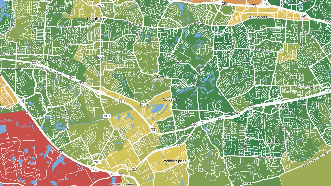 Cottleville, MO Map of Murder Rates