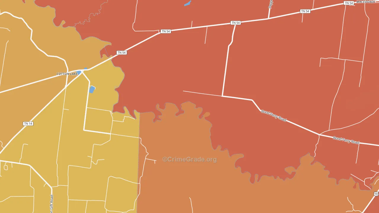 Cotton Lake, TN Map of Murder Rates
