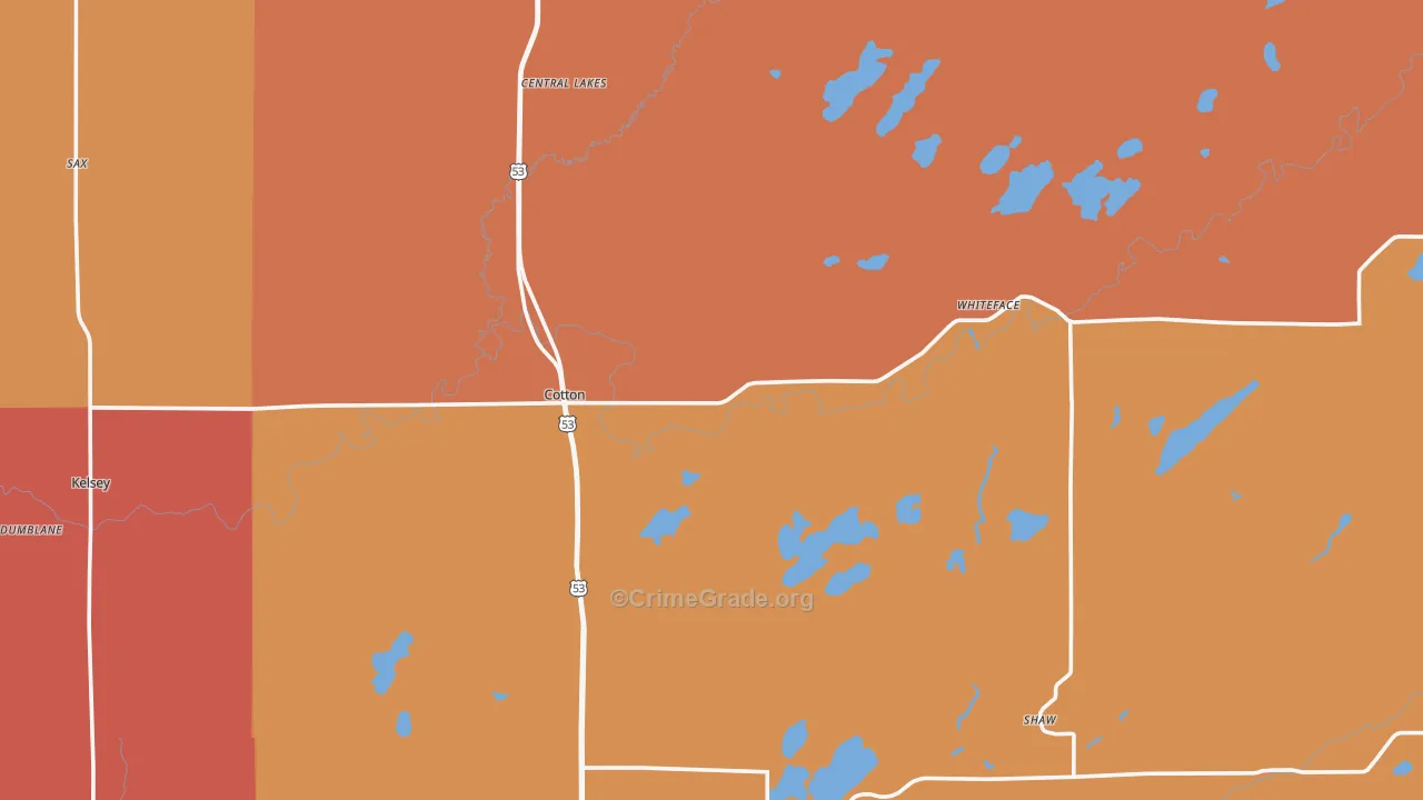 Cotton, MN Map of Murder Rates