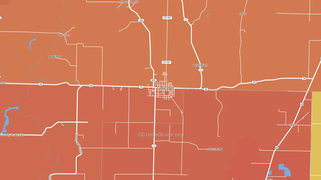Cotton Plant, AR Map of Murder Rates