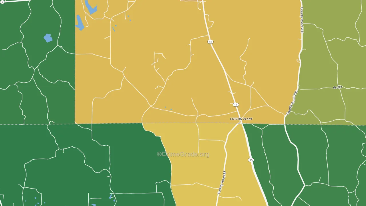 Cotton Plant, MS Map of Murder Rates