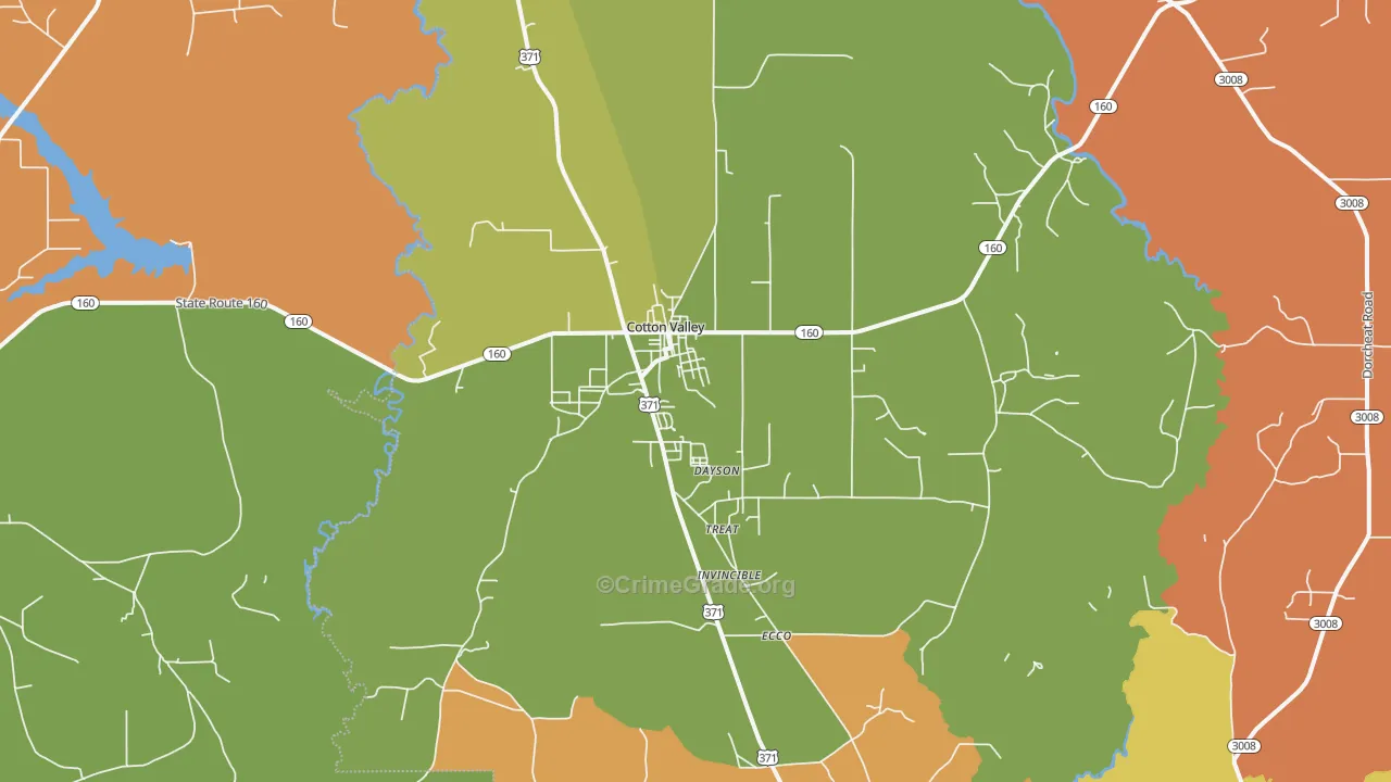 Cotton Valley, LA Map of Murder Rates