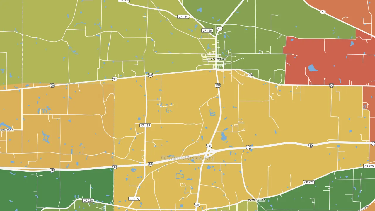 Cottondale, FL Map of Murder Rates