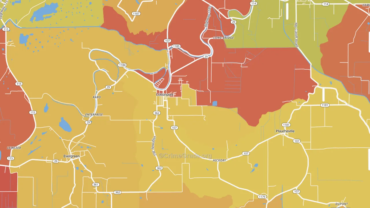 Cottonport, LA Map of Murder Rates