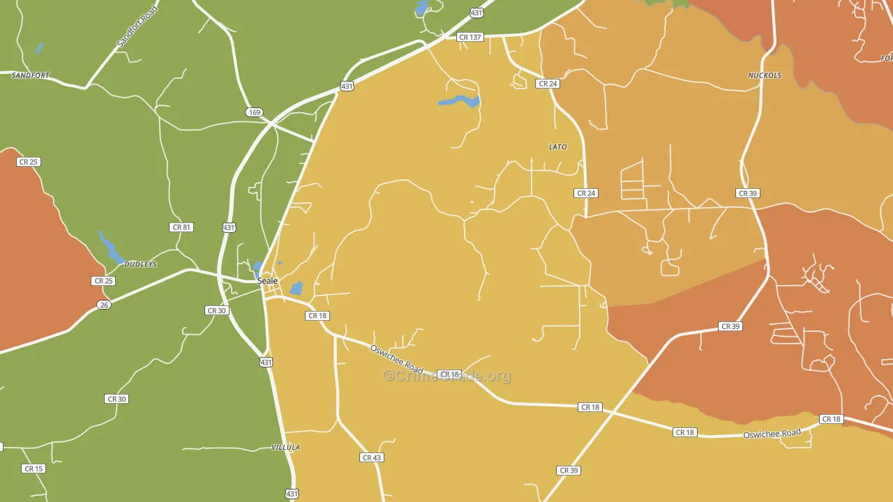 Cottonton, AL Map of Murder Rates