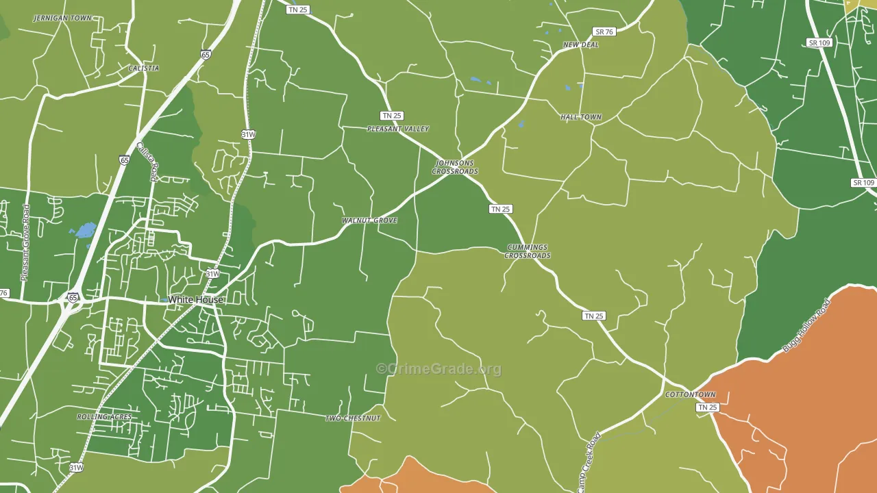 Cottontown, TN Map of Murder Rates
