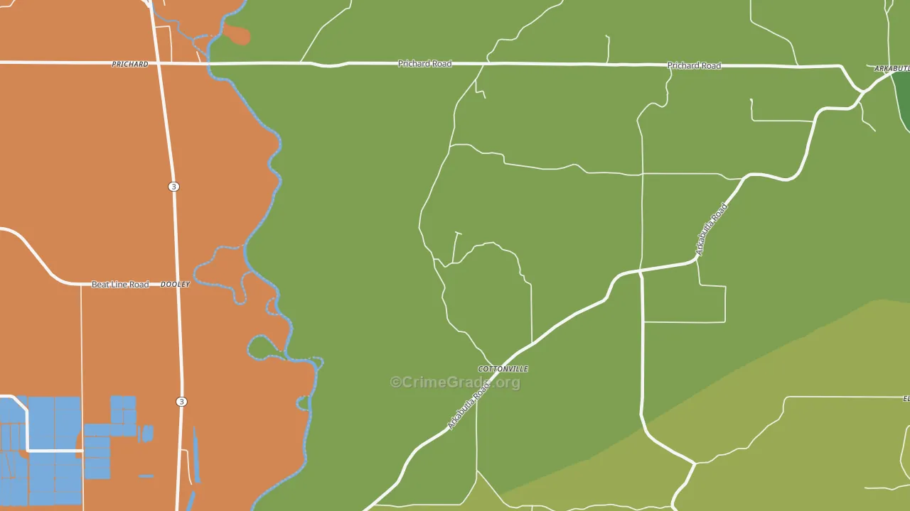 Cottonville, MS Map of Murder Rates