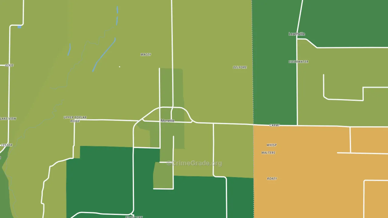 Cottonwood Corner, AR Map of Murder Rates