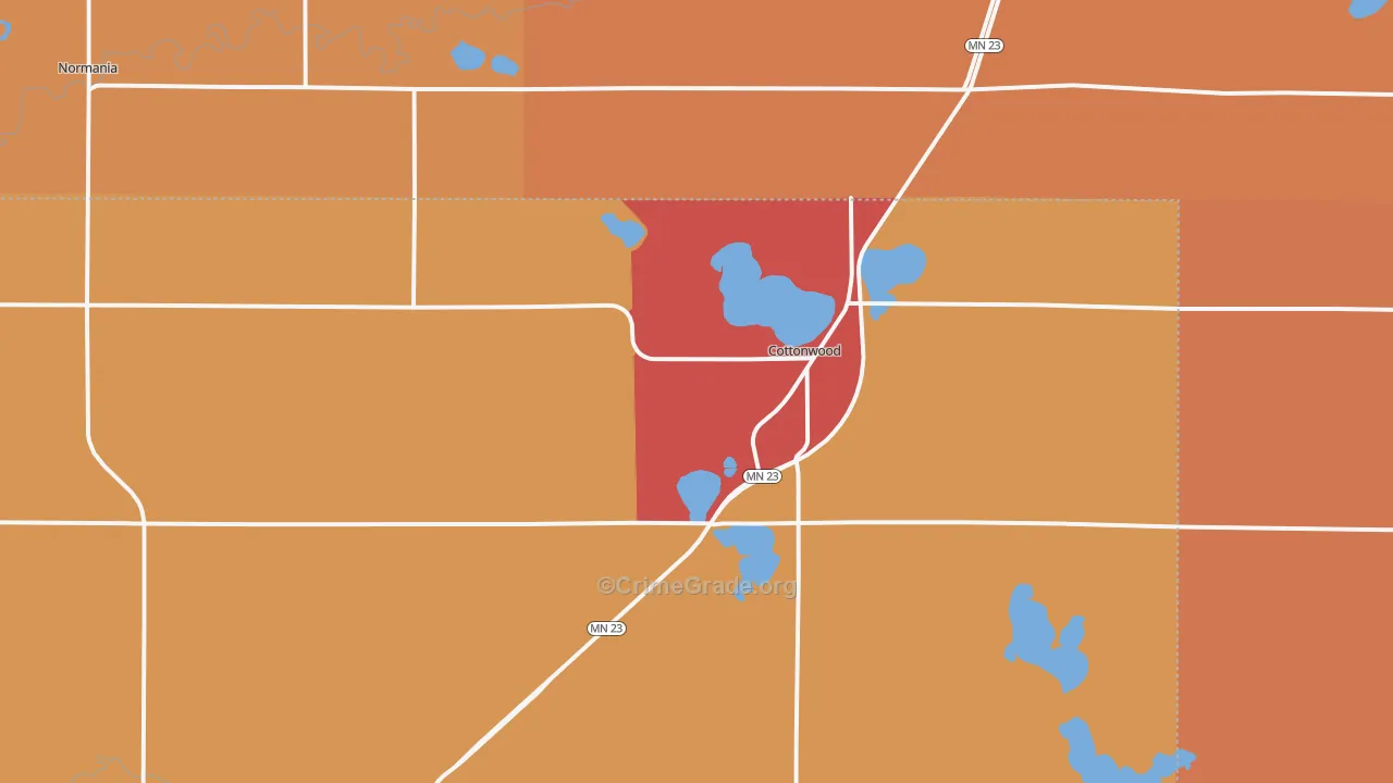 Cottonwood, MN Map of Murder Rates