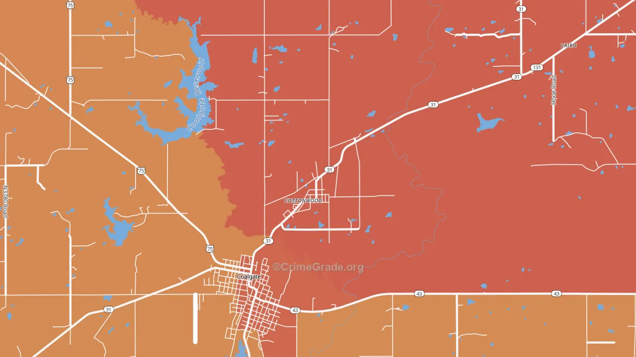 Cottonwood, OK Map of Murder Rates
