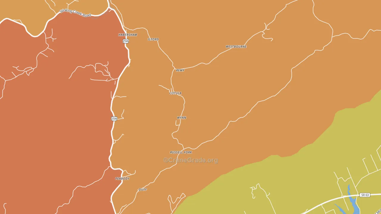 Cotula, TN Map of Murder Rates