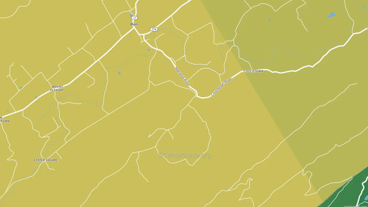 Couchtown, PA Map of Murder Rates