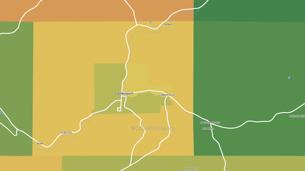 Coudersport, PA Map of Murder Rates