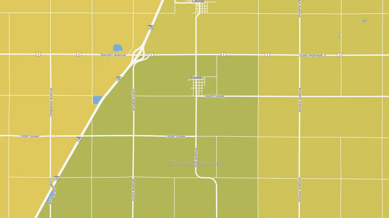 Coulter, IA Map of Murder Rates