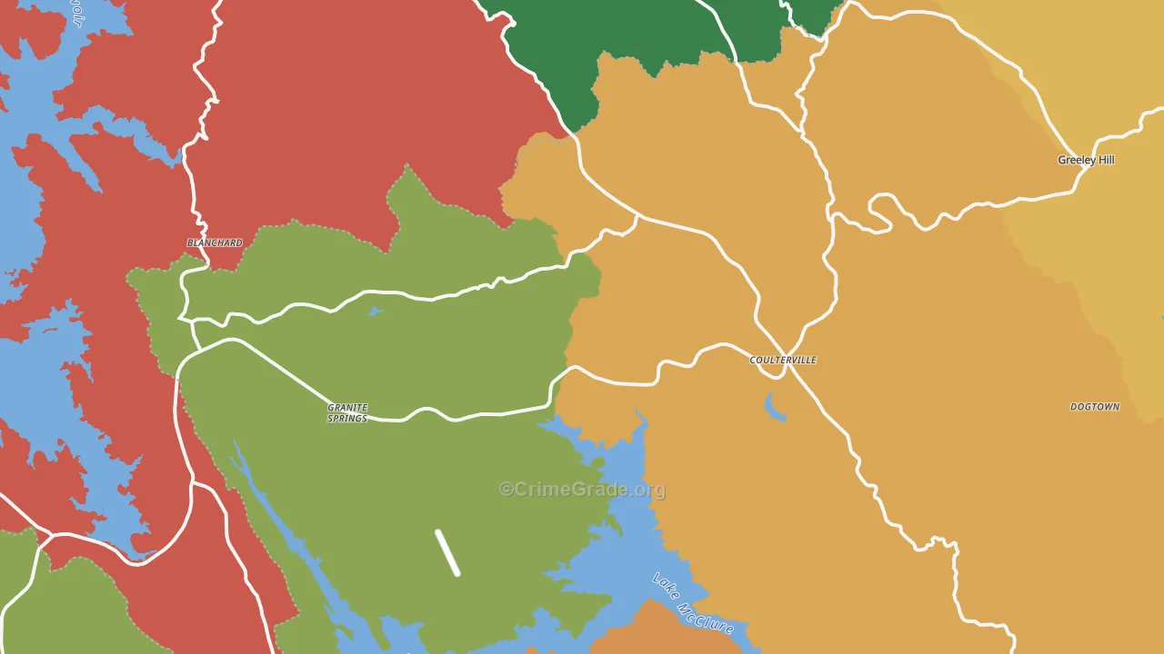 Coulterville, CA Map of Murder Rates
