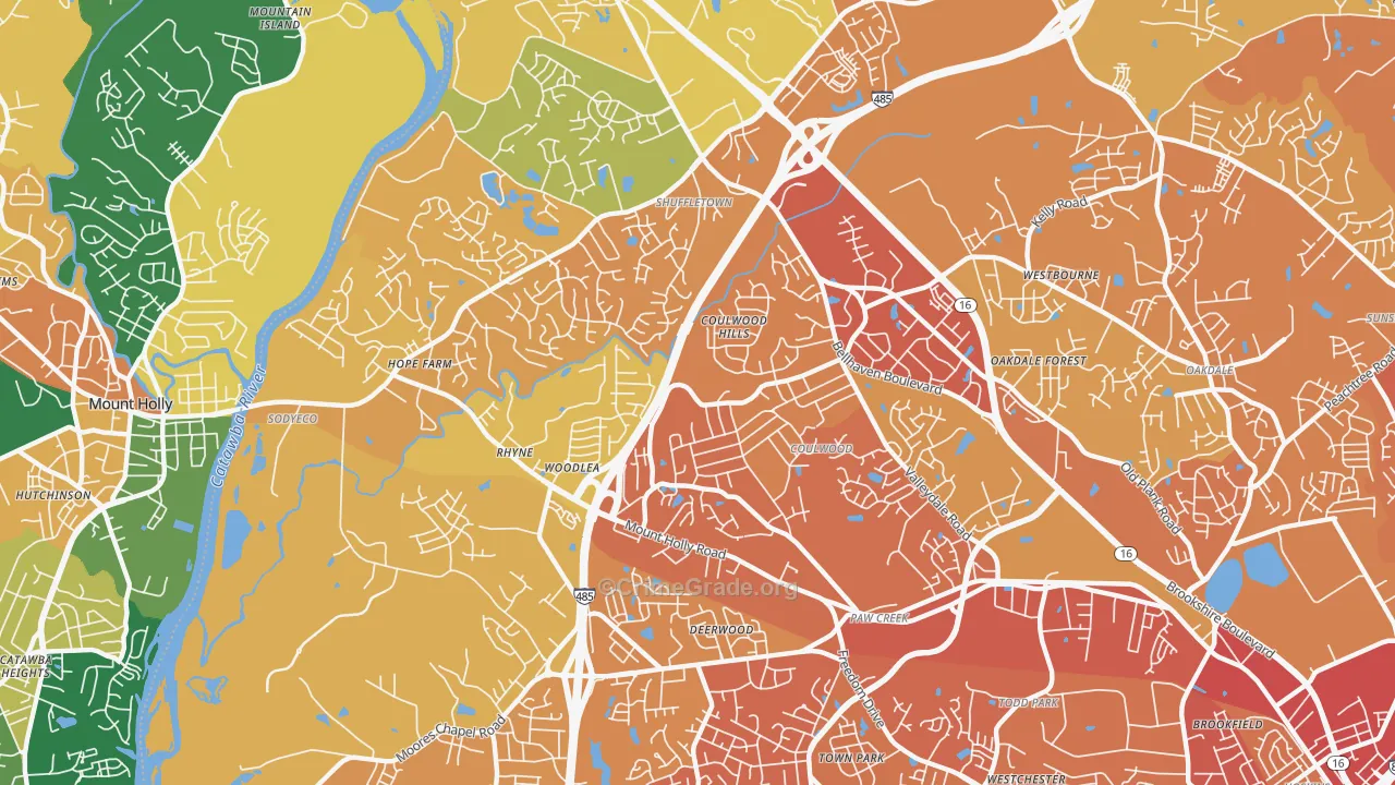 Coulwood West, Charlotte, NC Map of Murder Rates