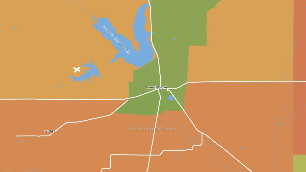 Council Grove, KS Map of Murder Rates