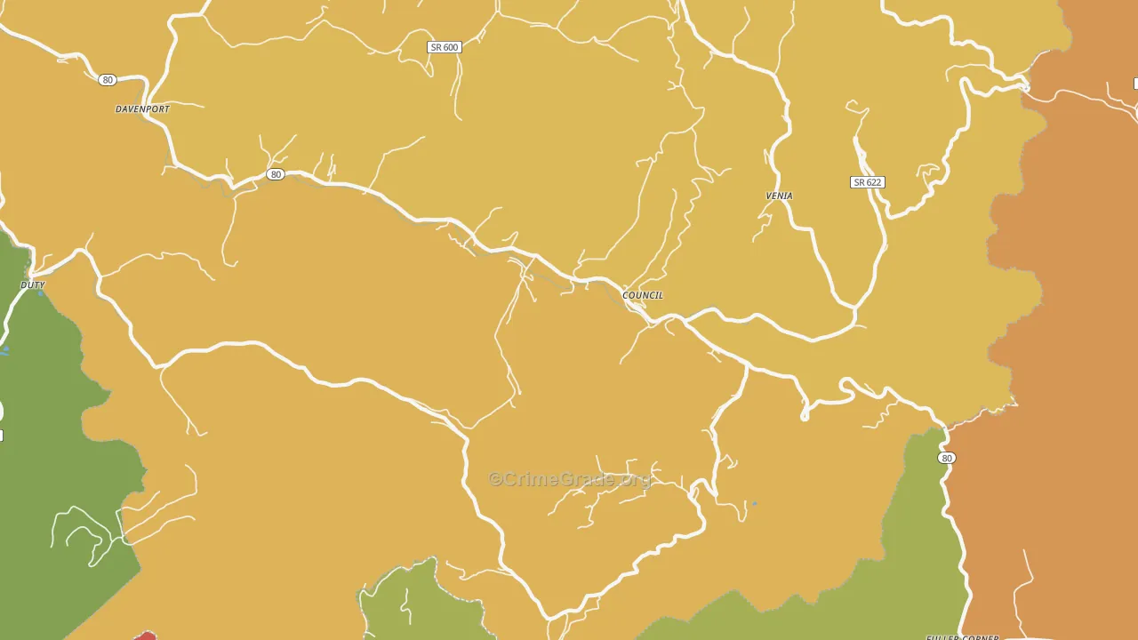 Council, VA Map of Murder Rates