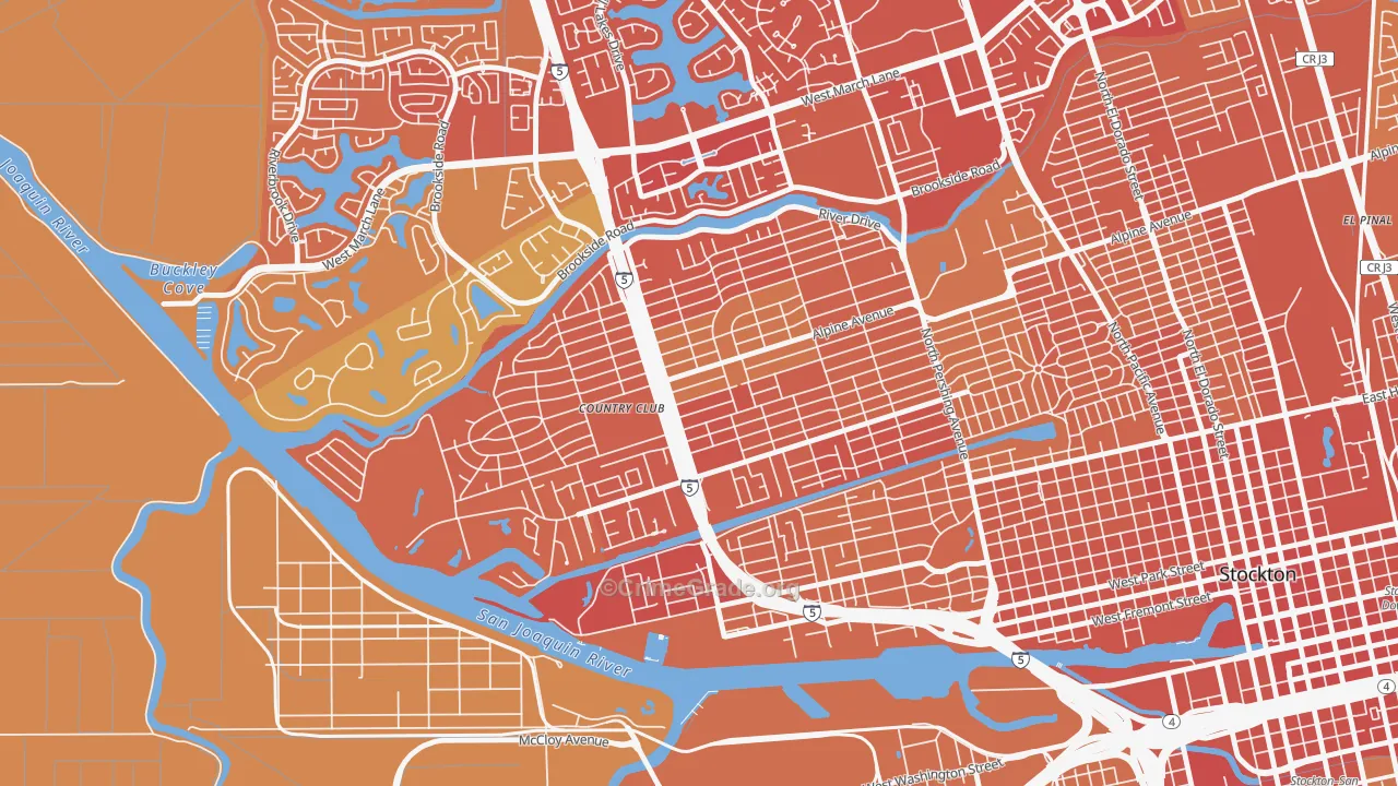 Country Club, CA Map of Murder Rates