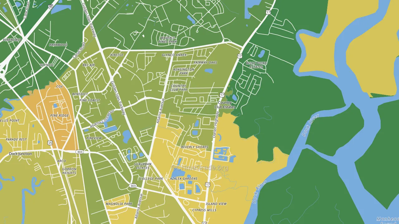 Country Club Estates, GA Map of Murder Rates