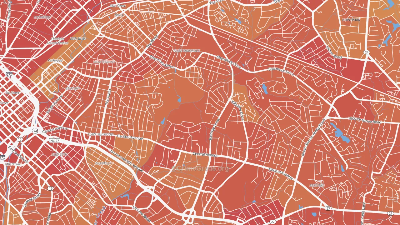 Country Club Heights, Charlotte, NC Map of Murder Rates