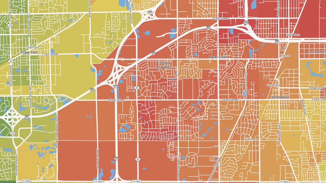 Country Club Hills, IL Map of Murder Rates