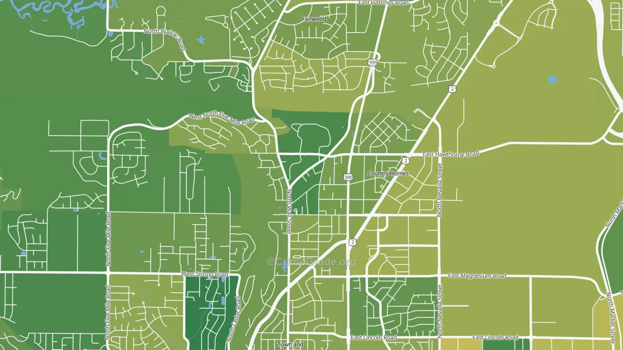 Country Homes, WA Map of Murder Rates
