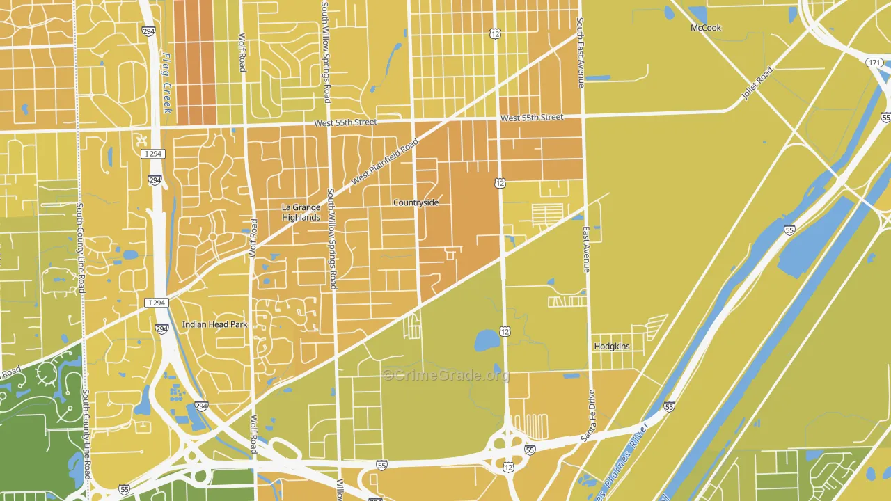 Countryside, IL Map of Murder Rates