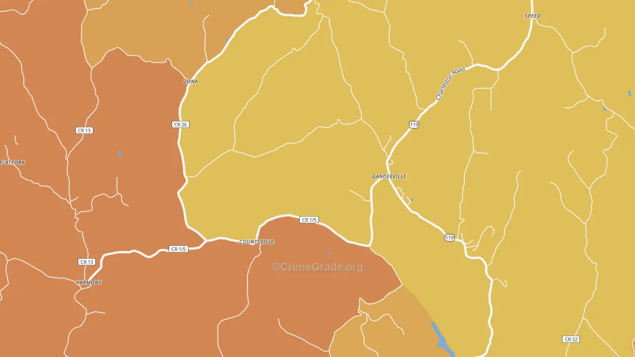 Countsville, WV Map of Murder Rates