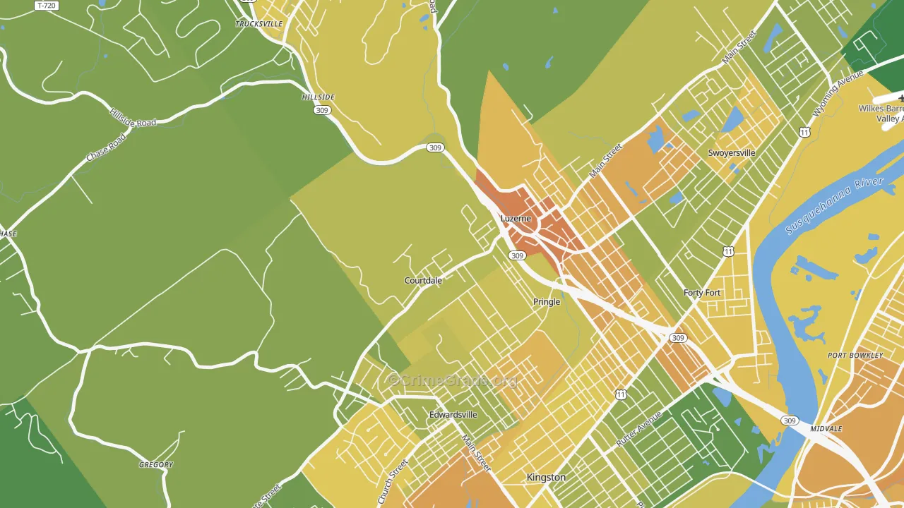 Courtdale, PA Map of Murder Rates