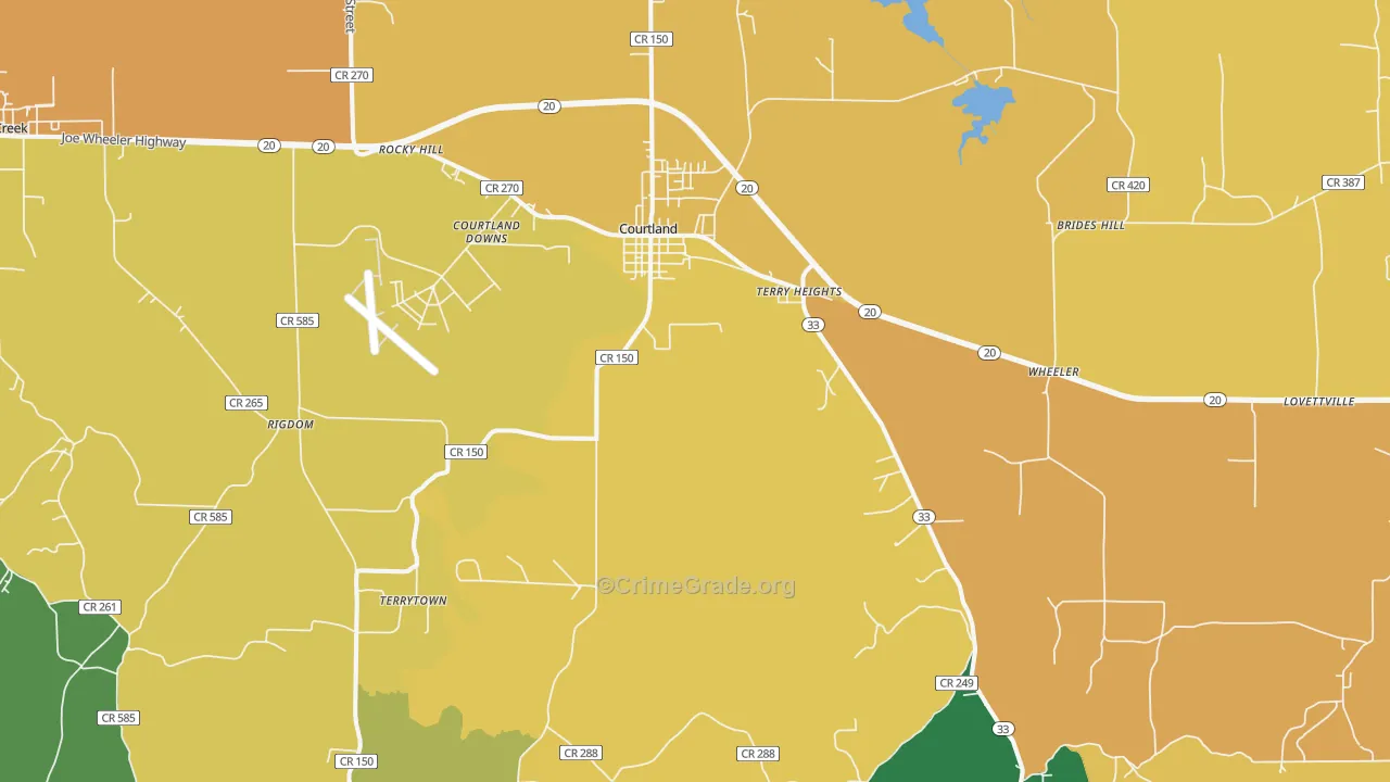 Courtland, AL Map of Murder Rates