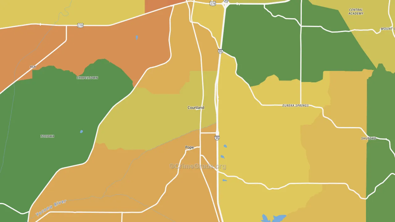 Courtland, MS Map of Murder Rates