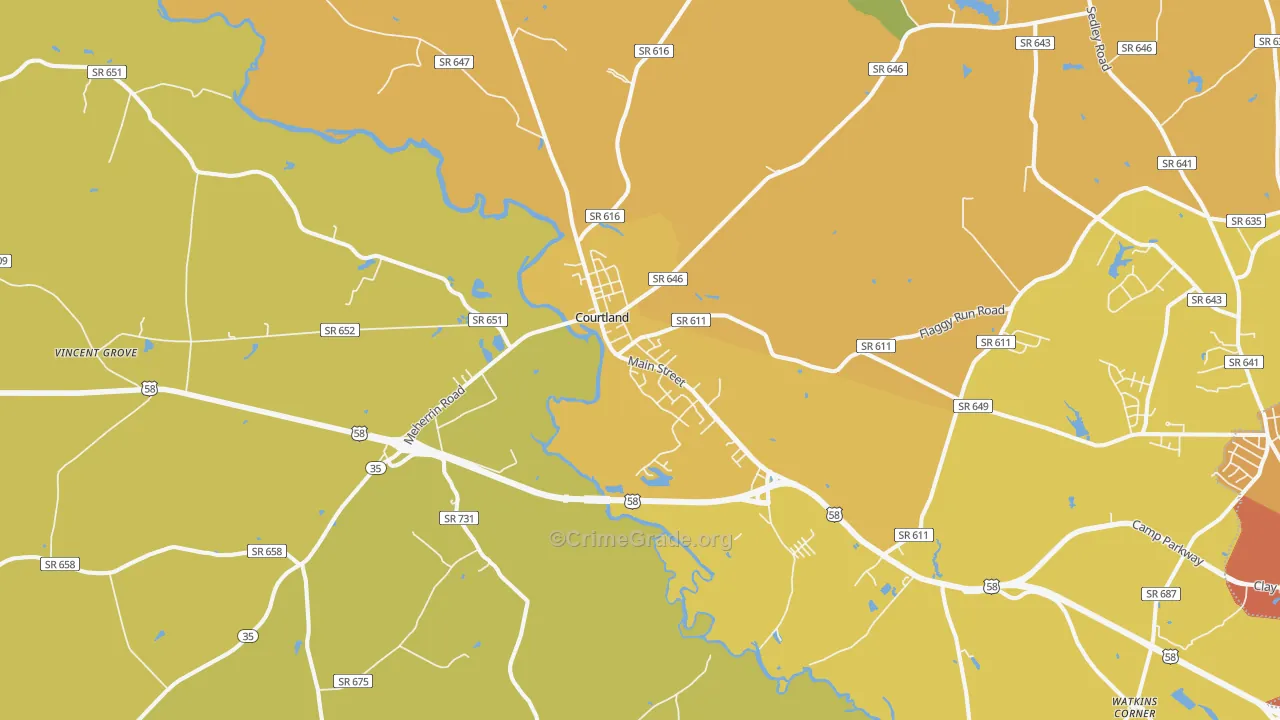 Courtland, VA Map of Murder Rates