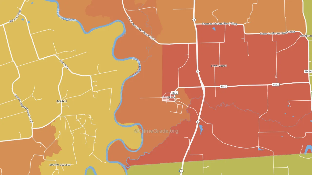 Courtney, TX Map of Murder Rates