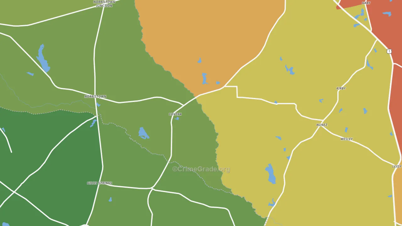 Covena, GA Map of Murder Rates