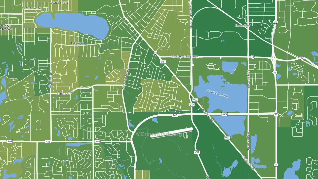 Coventry, Crystal Lake, IL Map of Murder Rates