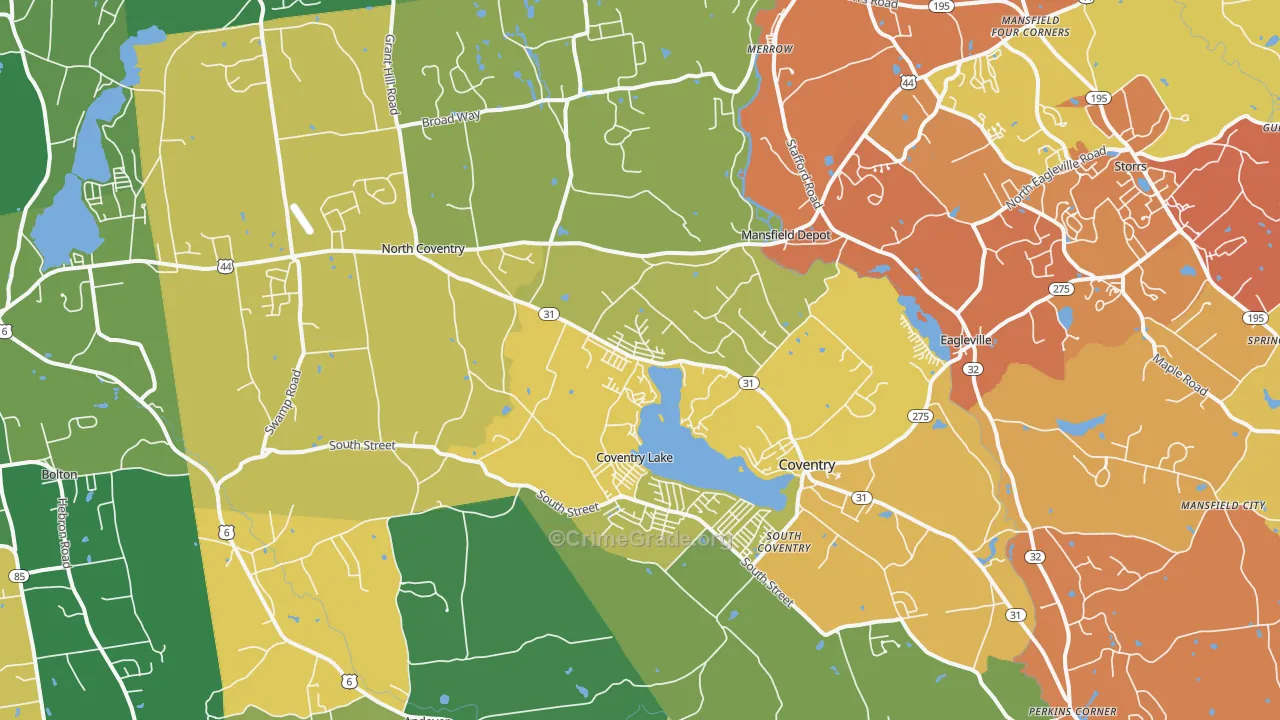Coventry, CT Map of Murder Rates