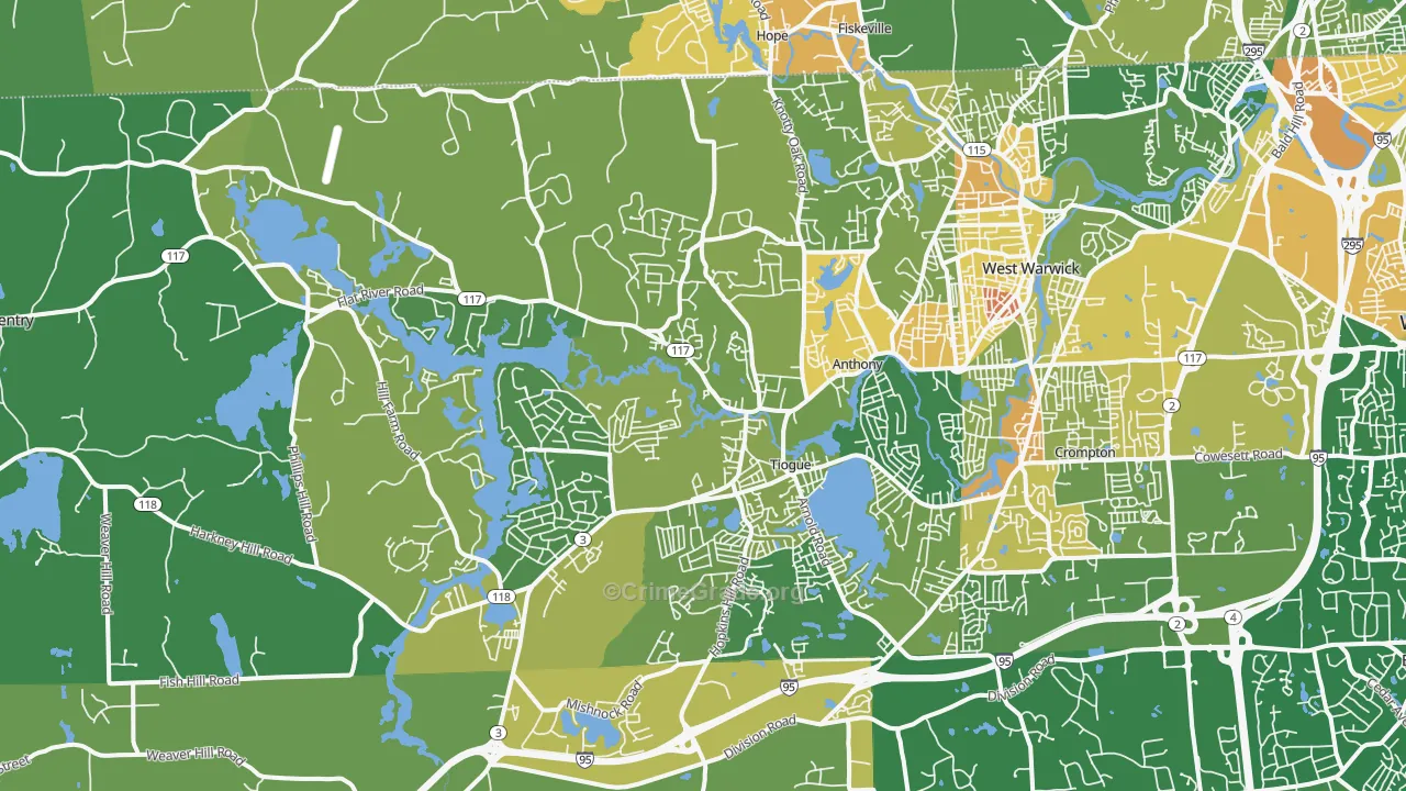 Coventry, RI Map of Murder Rates
