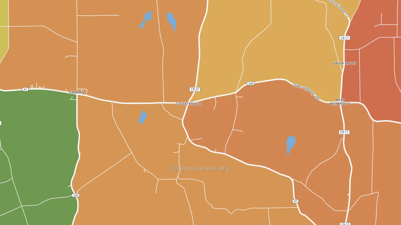 Coventryville, NY Map of Murder Rates