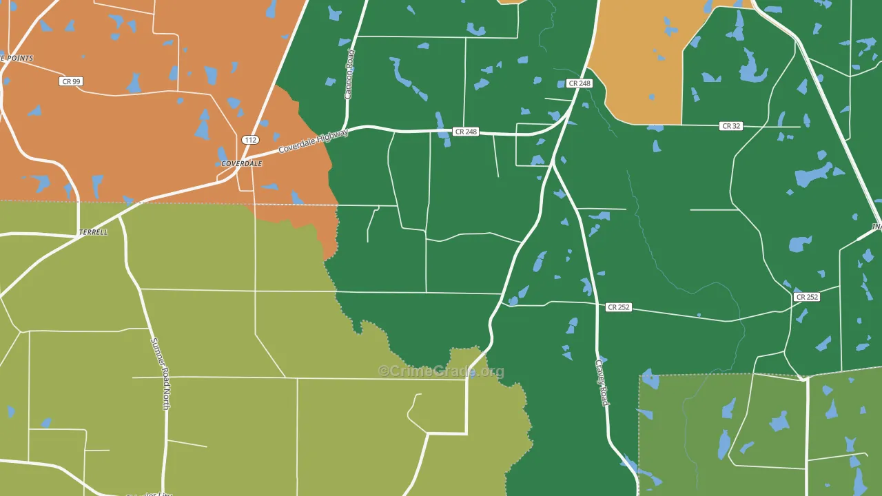Coverdale, GA Map of Murder Rates